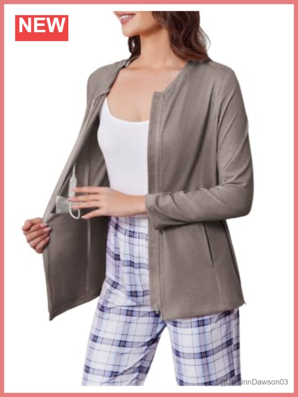 Post Surgery Mastectomy Shirt Drain Pockets Zip Chemo Port Long Sleeve